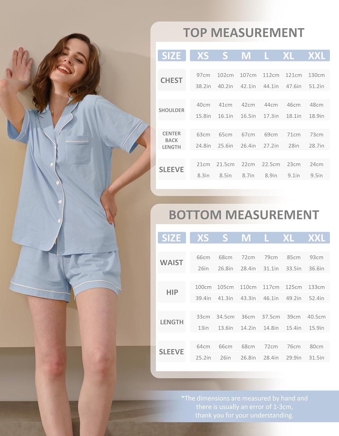 100% Cotton Pajamas for Women Sets 2 Pieces Pjs Button short sleeves with Pockets Soft Sleepwear Loungewear XS-XXL - Image 7