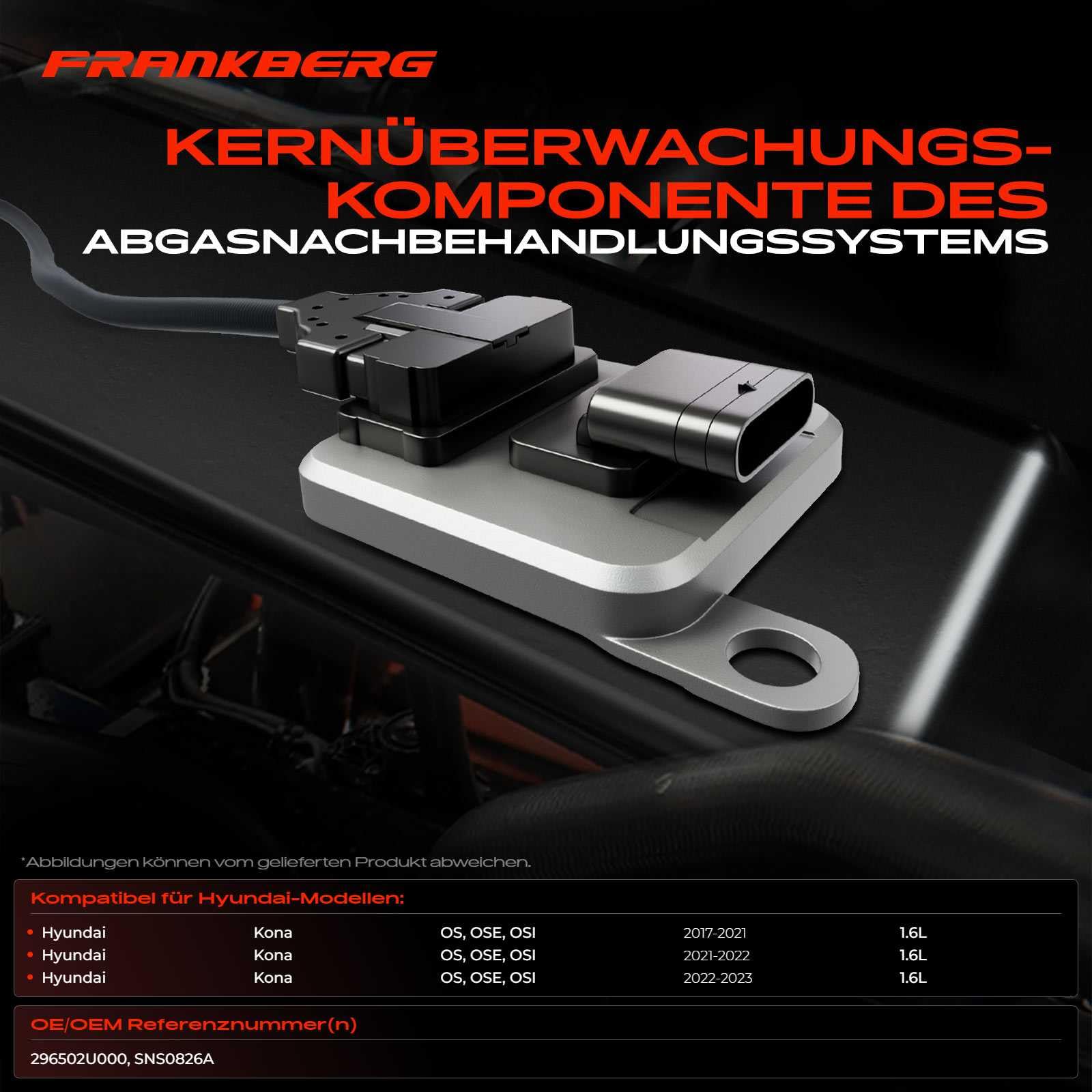 Frankberg Sensore di detonazione Compatibile con Kona OS OSE OSI 1.6 CRDi e-VGT 1.6 CRDi 1.6 CRDi e-VGT AWD 1.6 CRDi Hybrid 48V 1.6 CRDi Hybrid 48V 4WD 2017-2023 Replace# 296502U000, SNS0826A