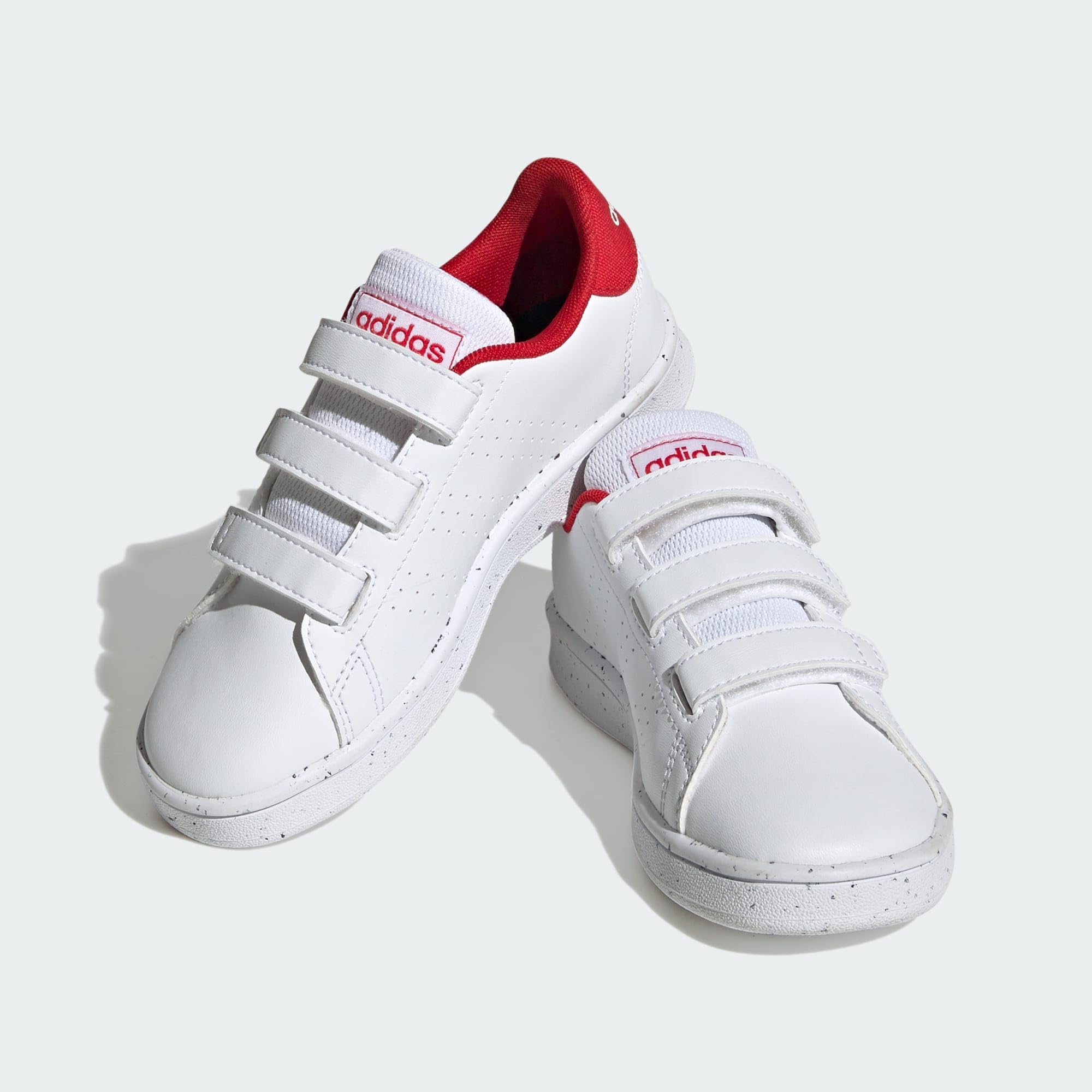 Adidas Unisex - Bambini Advantage Lifestyle Court Hook-And-Loop Shoes, Cloud White/Cloud White/Scarlet, 28 EU