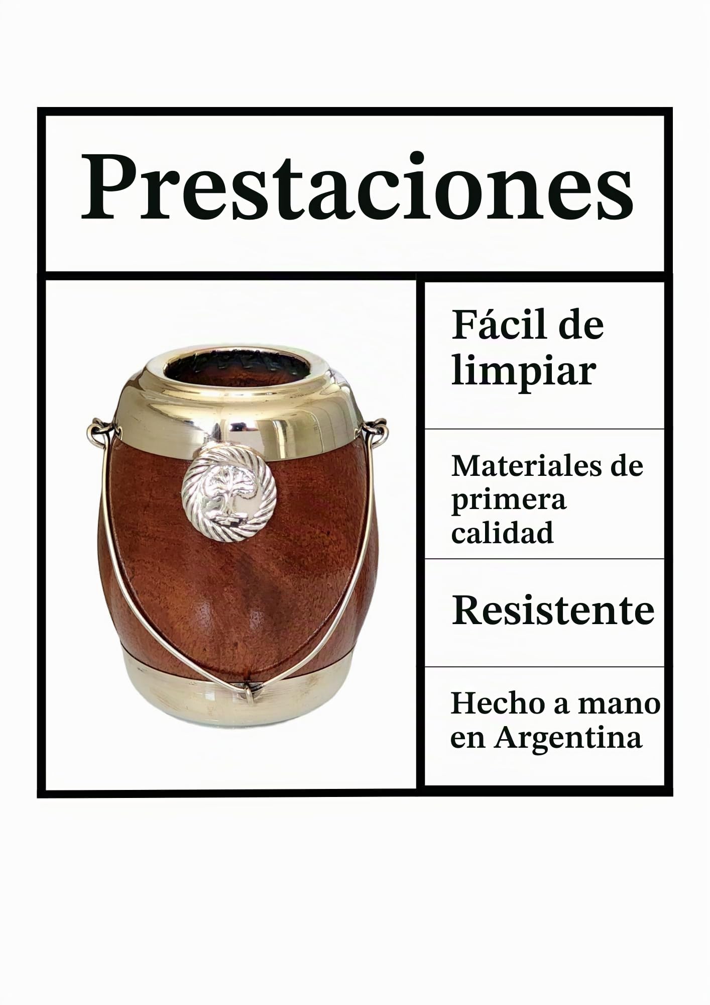 Taza Mate Madera Caldén Argentino, Mate Hecho de Madera de Caldén con Rebubrimiento de Alpaca (Plata Alemana), Diseño Árbol de la Vida.