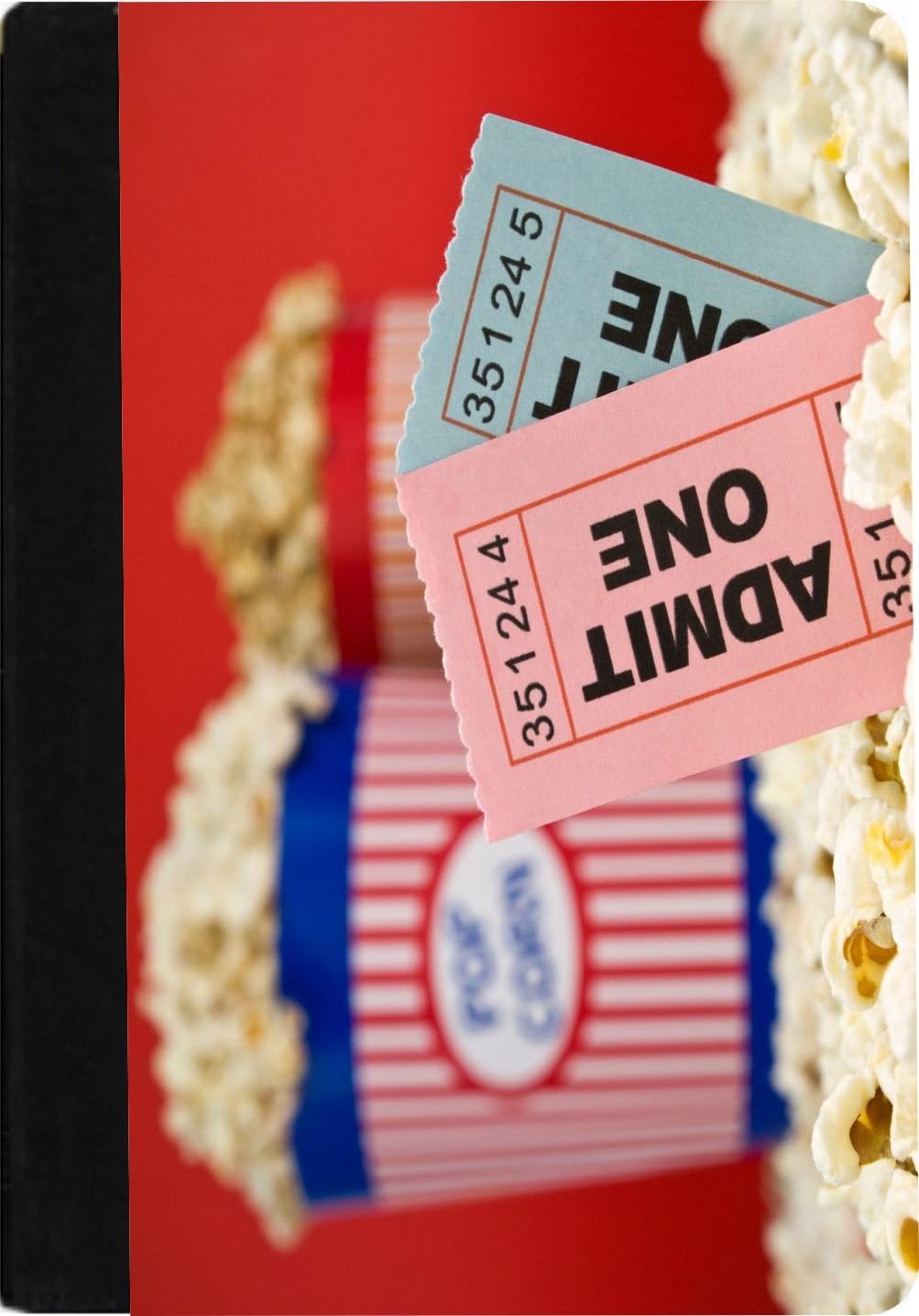 Movie Stubs and Popcorn Faux Suede Notebook Binder Portfolio (Ruled Notebook included)