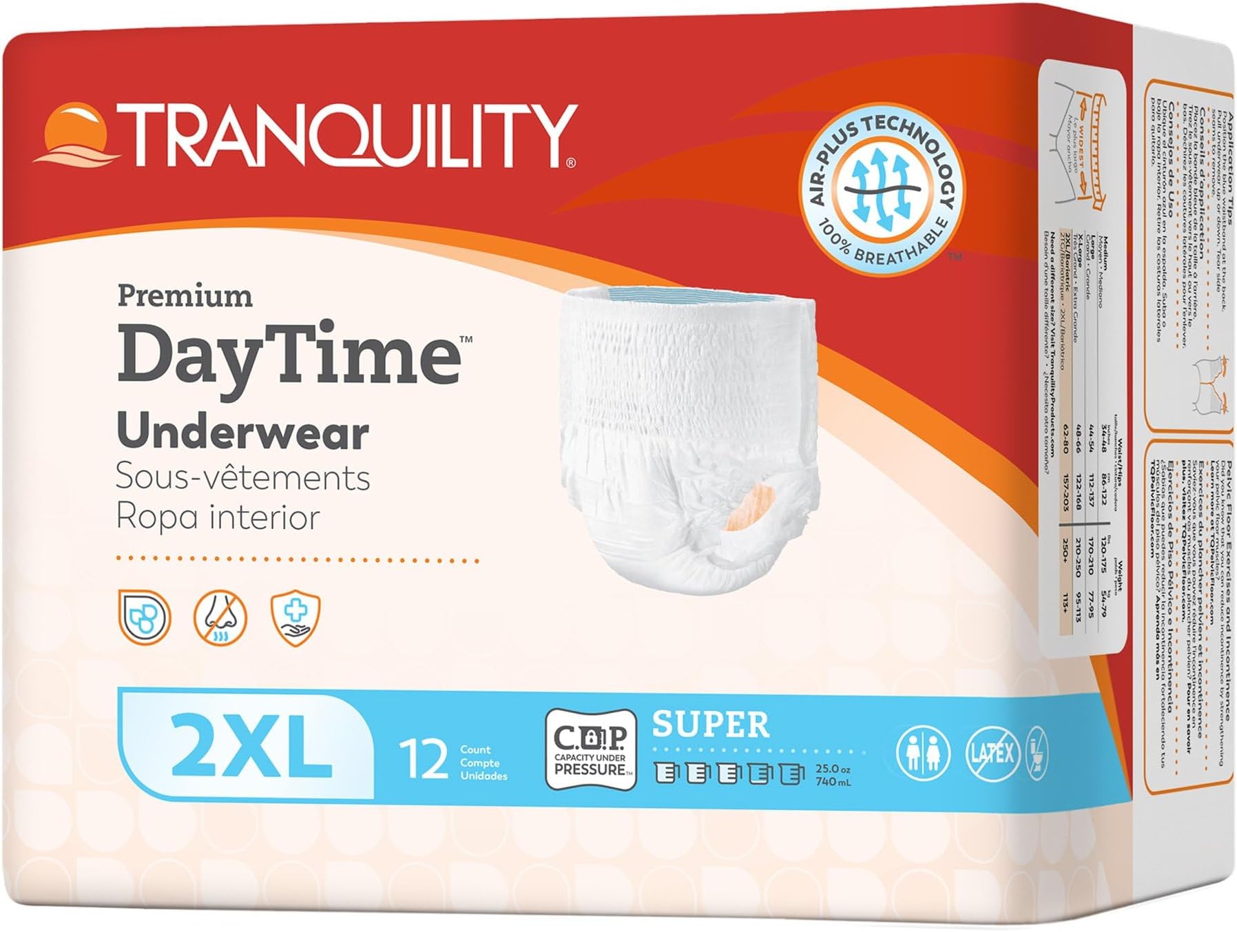 Tranquility Premium DayTime Disposable Absorbent Underwear (48 Count) - XXL, 62-80 in. Waist - Super Absorbency, Breathable All-Day Comfort - Adult Diapers