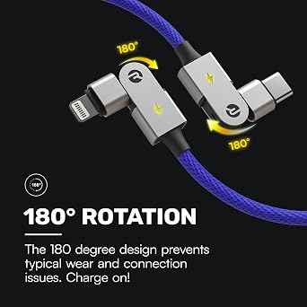 Raycon Magic Spin Cable - 6.6 Feet 100W Fast Charging Type C to Type C Cable for iPhone 16, Samsung Galaxy S24, Google Pixel 7, OnePlus 11, iPad Pro, MacBook Air (Black, 6.6 Feet)