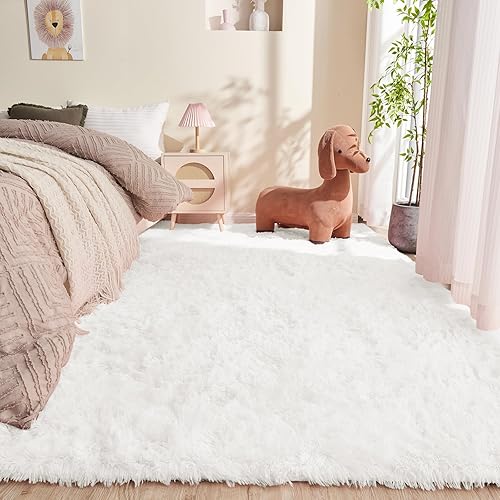OPPODREAM 4x6 White Rugs for Bedroom, Ultra-Soft Fluffy Area Rugs