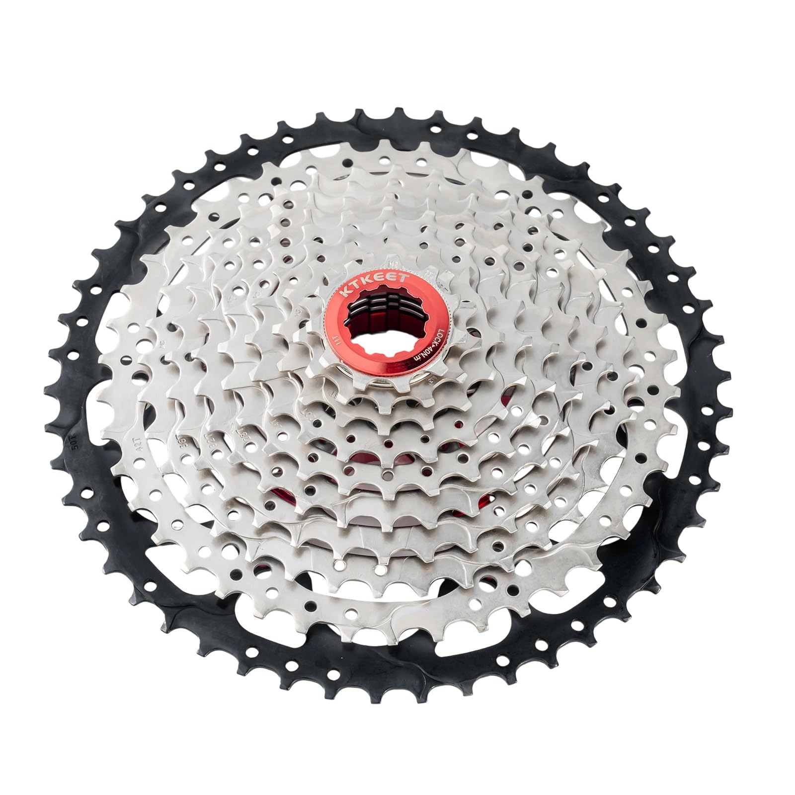 KTKEET 10 Speed Cassette 11-30T/32T/34T/36T/40T/42T/46T/50T/Mountain Bike/Road Bike Cassette, 10 Speed Bike Cassette, Compatible with Shimano Ultegra XT Sunrace Sram (11-50T)