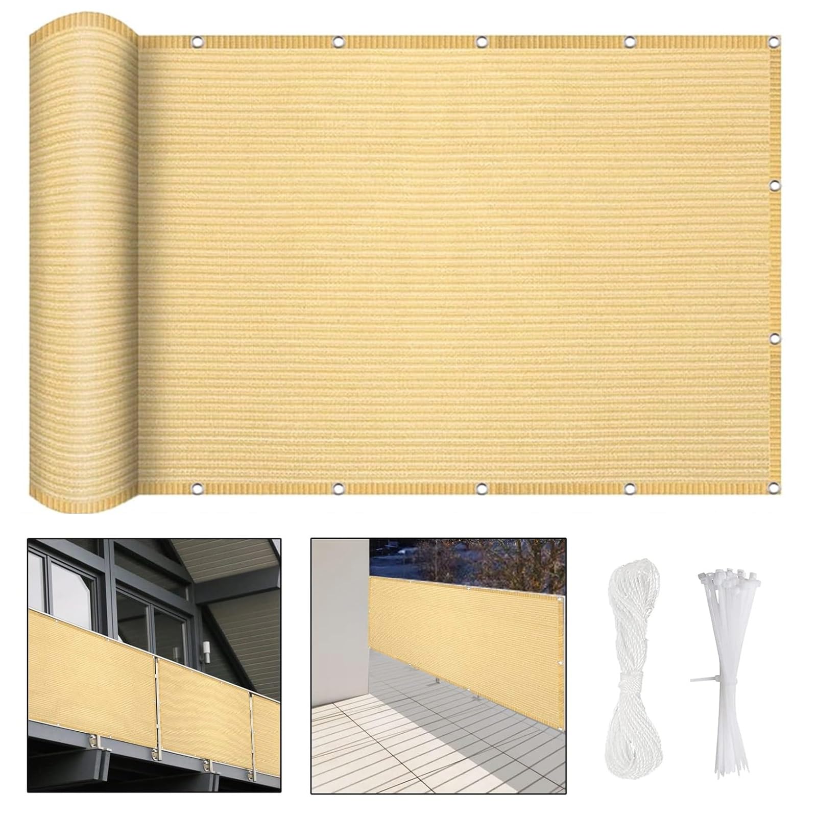 Brise-vue pour balcon jaune sable idéal pour terrasses et porches
