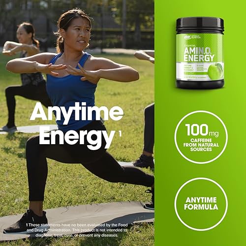 Miniatura 100 de Optimum Nutrition Amino Energy - Polvo energético para antes del entrenamiento con té verde, BCAA, aminoácidos, extracto de café verde, sabor uva