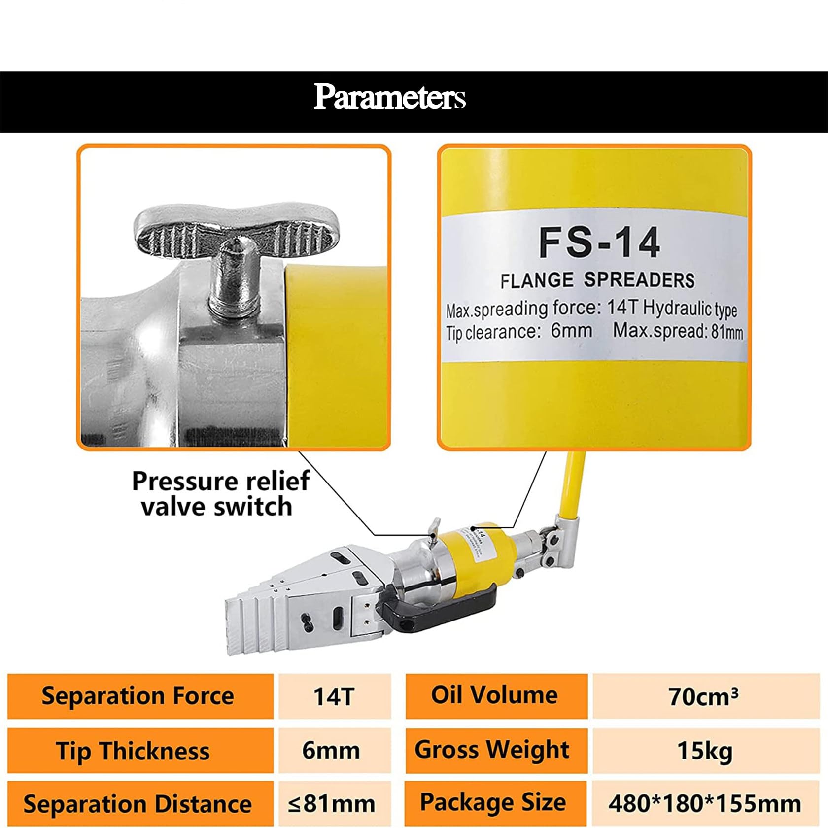 Spaccaflange Idraulico Separatore di Flange Idraulico Utensile Idraulico per Spingere Flange 81mm Max Utensile Idraulico divisore