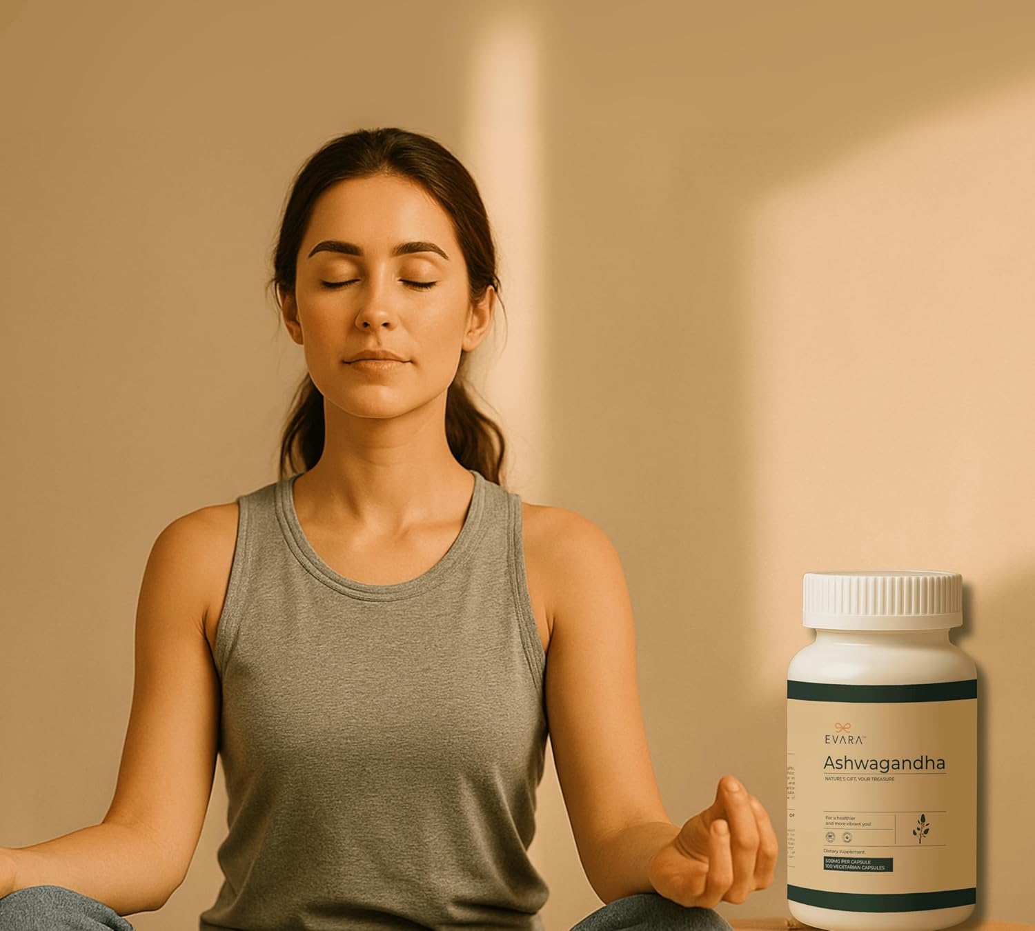 EVARA Ashwagandha Capsules 500mg (100 Count) | Organic Ashwagandha Powder | High Potency Ashwagandha Root Extract with Black Pepper & 5% Withanolides | Vegan, Gluten Free | GMP Certified - Image 6