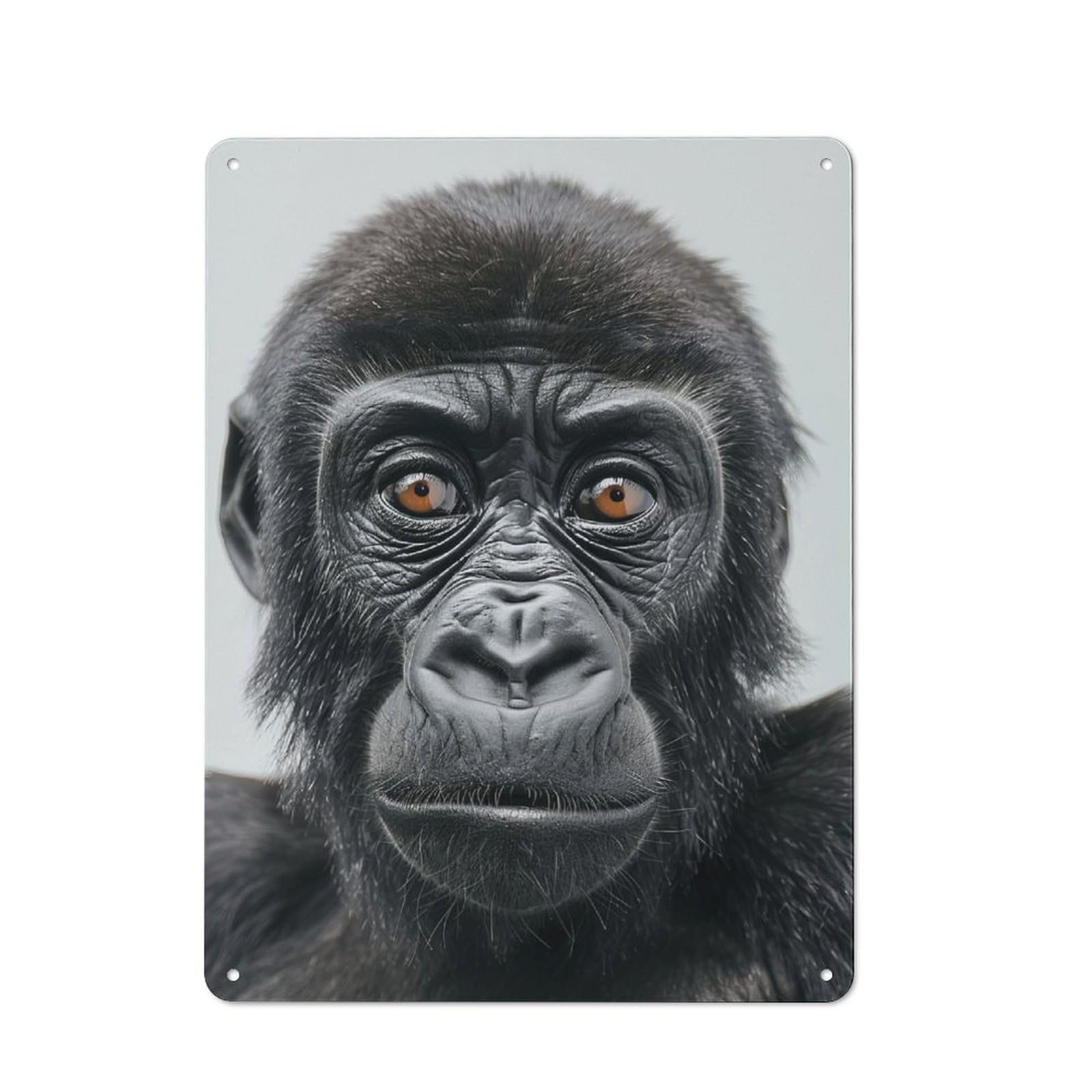 Junmoney Gorilla Face Retro Metal Wall Sign 40X30cm Featuring For Hallway Wall, For Garage, Workshop And Man Cave Decoration