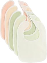 Bieco Pack of 5 Fine Cotton Bibs for Newborns, Waterproof Terry Cloth Bibs with Velcro Closure, Green, Slim, One Size