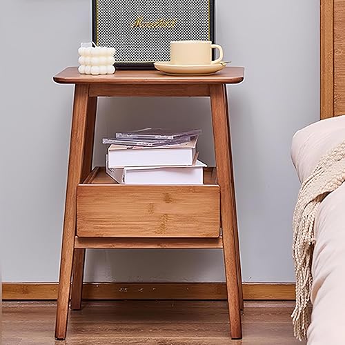 End Tables Bedroom,Bamboo Modern Nightstand with Drawers,Side Table End Table Bedside Table,Bedside Table with Open Storage for Bedroom
