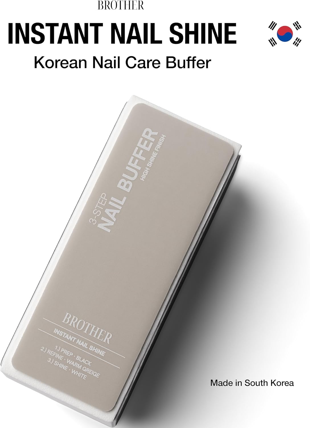 Brother Cosmetics Buff Buddy - Reusable Korean Style Nail Care Buffer - Instant Glass Shine, Healthy Looking Natural Nails in Seconds, High Gloss Finish for Men and Women