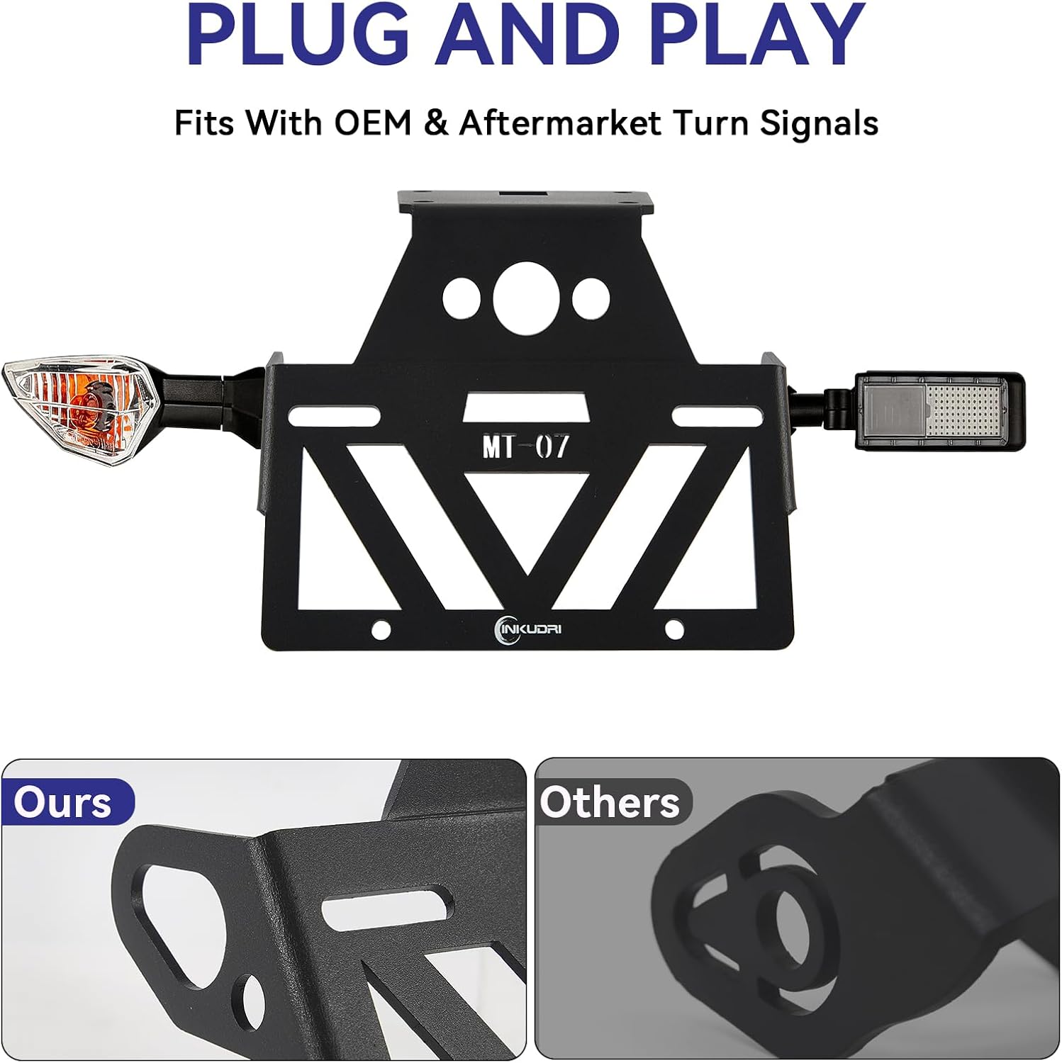 2025 MT07 Fender Eliminator FZ07 Fender Eliminator Fit With OEM & Aftermarket Turn Signals YZF R7 License Plate Bracket MT07 Tail Tidy FZ07 License Plate Holder for 2025 MT-07 FZ-07 YZF-R7