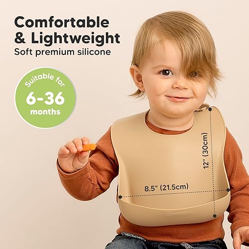 Miniatura 3 de KeaBabies Paquete de 2 baberos de silicona para comer, baberos de silicona resistentes de grado alimenticio para bebés niñas, niños, atrapadores de