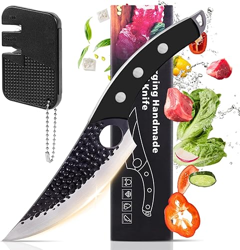 Miniatura 7 de Cuchillo de chef de 11 pulgadas, cuchillo de cocina para deshuesar, cortar y cortar. Cuchillo de carne forjado a mano, cuchillo Deba, cuchillo