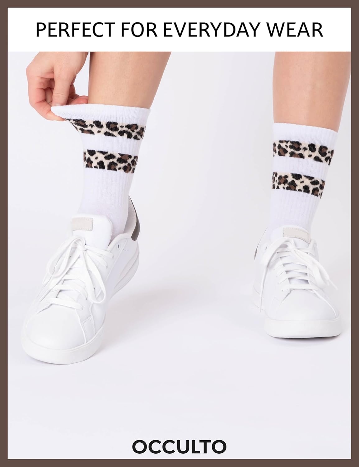 Occulto women leopard print crew socks pack of 6 (model: Nala) - Image 5