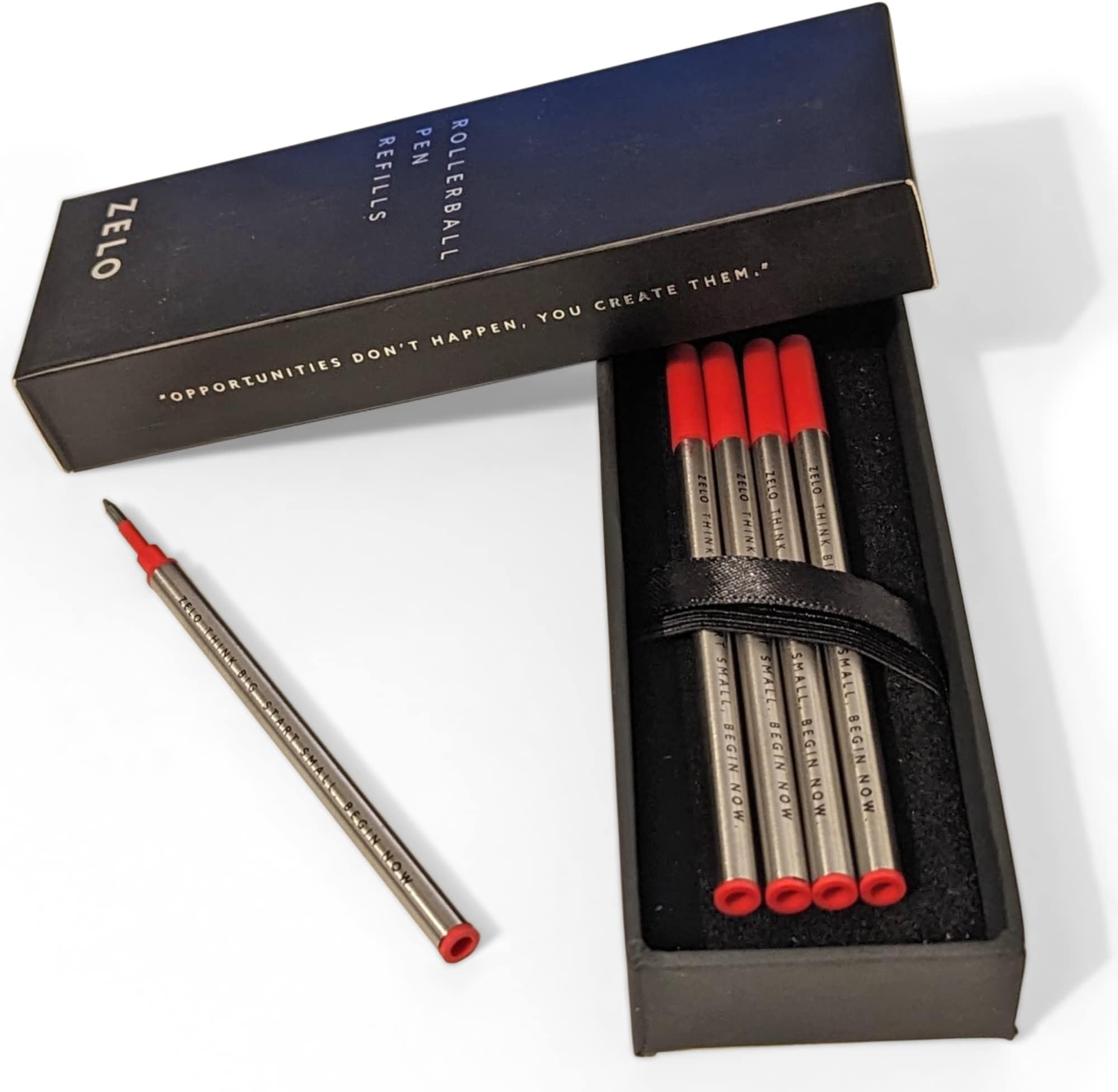 Smooth Rollerball Pen Refills | Easy Writing with Reusable Environmental Cartridges | Pack of 5 Refills | Choose Between Black, Royal Blue, Midnight Navy, and Candy Red Ink (Candy Red Ink 0.7mm)