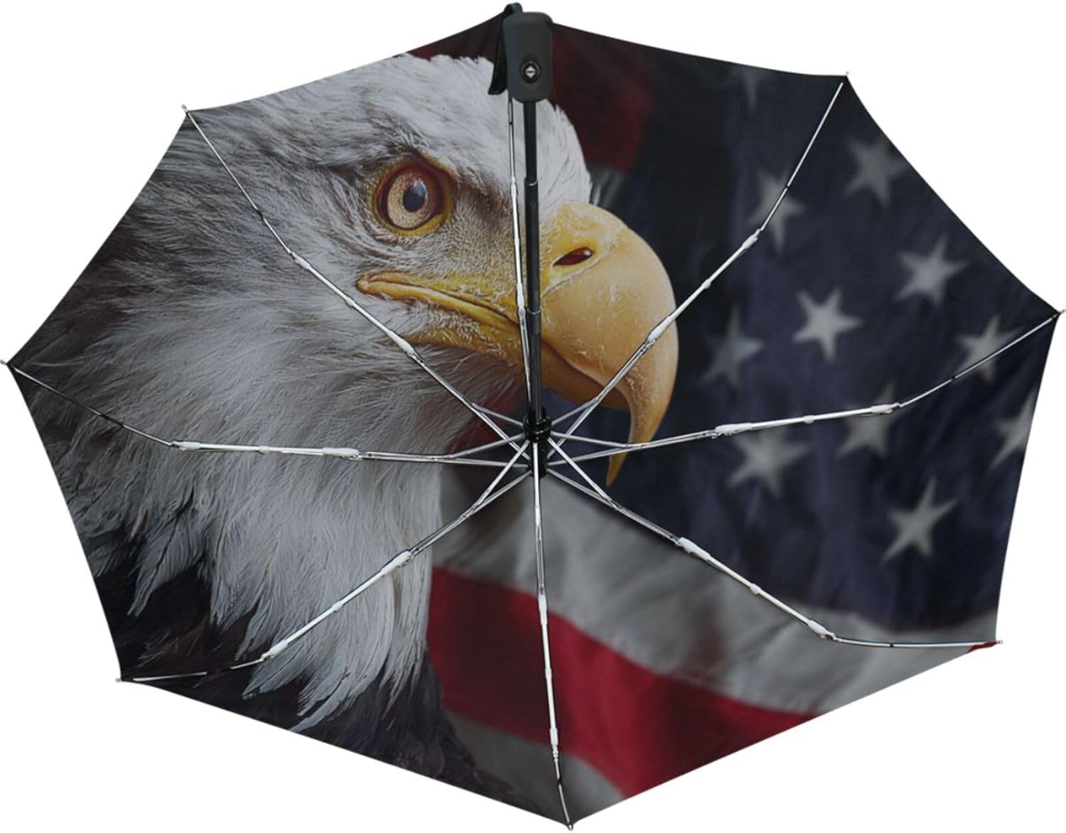 Wamika Patriotic American Eagle Auto Umbrella USA Flag 4th of July Umbrella Windproof Lightweight Compact Parasol Umbrellas Sun & Rain