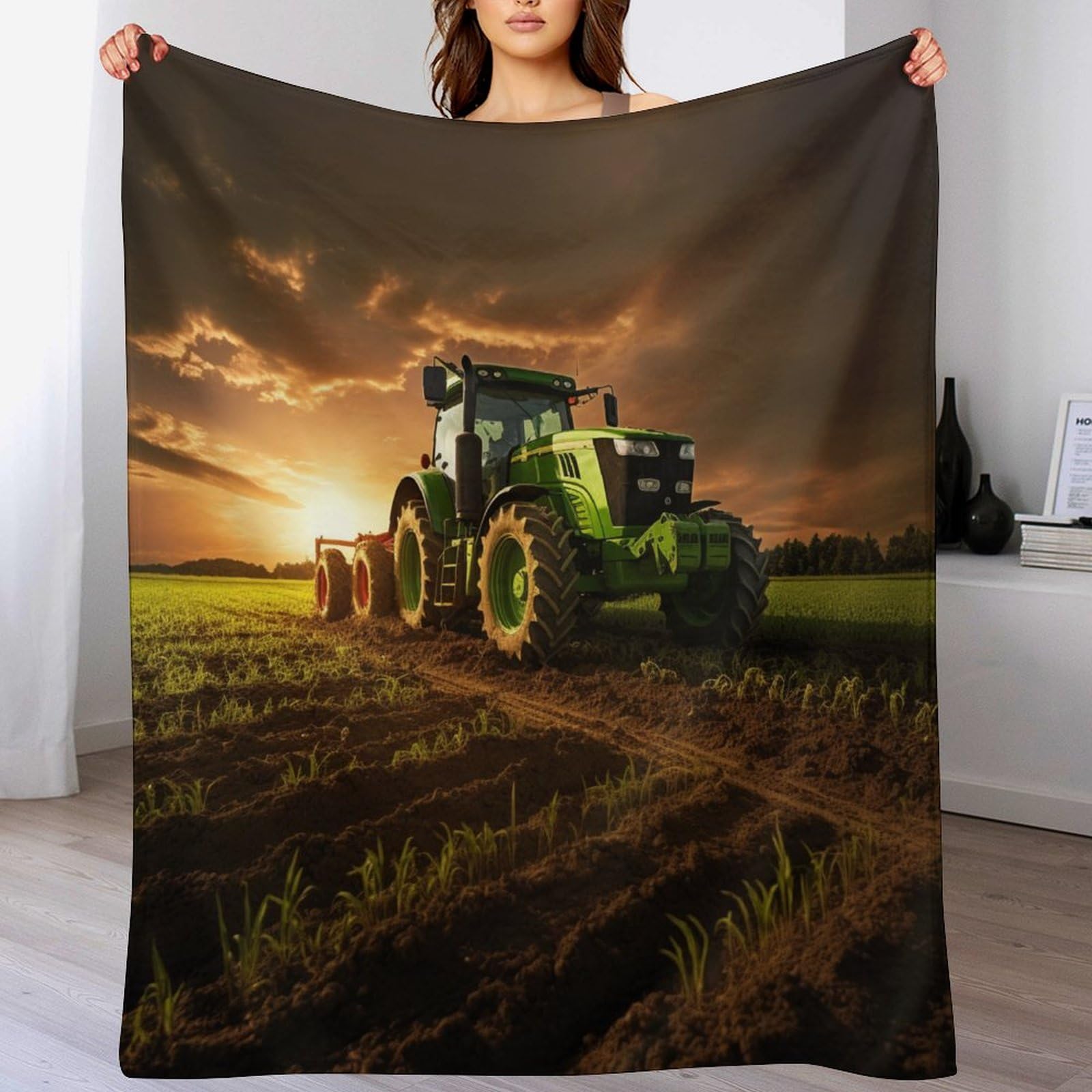 Manta de franela de tractor 150x200 cm para cama y sofá 1