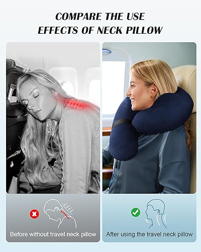 Miniatura 4 de Almohada de cuello inflable para viajes, almohada de viaje para la cabeza y el cuello, almohada de cuello de viaje para avión, tren, automóvil,