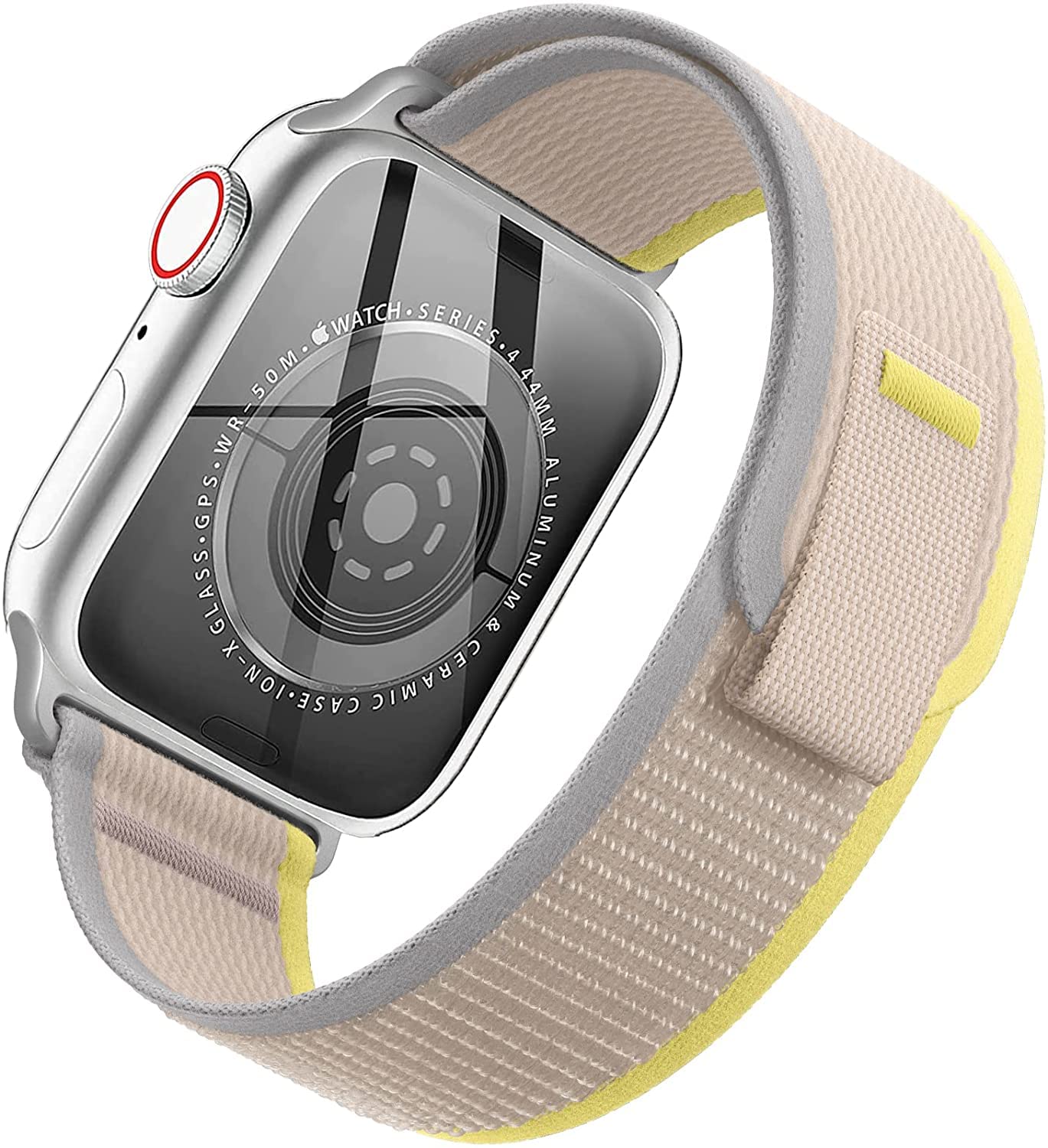 Blast Inn Trail Loop - Nylon Band with a Convenient Pull Tab For Apple Watch Band 49mm 45mm 44mm 42mm Men Women, Soft Nylon Sport Loop Bands Stretchy Braided Replacement Strap for Apple iWatch Series Ultra 8 7 SE 6 5 4 3 2 1 SE (Yellow|Grey) [WATCH NOT INCLUDED]