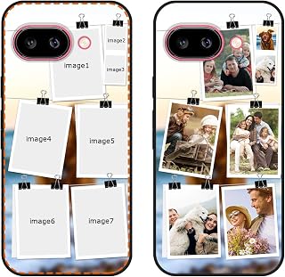 Custom Case Compatible with Google Pixel 9A, Photos Collage Personalized Customized Multi Image Text Picture Name Design Shockproof Protective Black Soft Phone Cover Shell