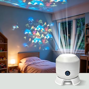 Abnaok Dynamic Rotating LED Projector Light, Projector Lamp for Kids, Ocean World Projection Lamp, Adjustable Brightness, 360 Rotating Unique Base Design, for Meditation, Bedroom, Home Theater