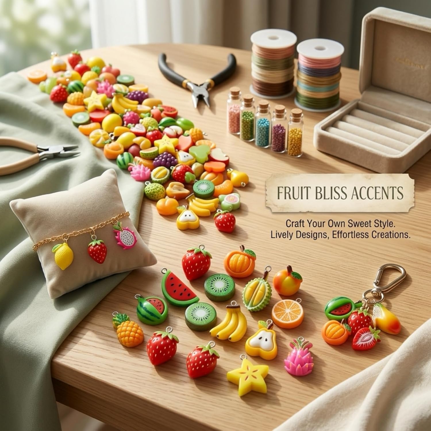 40 PCS Fruit Charms, Assorted Fruit Resin Charms for Jewelry Making image 4