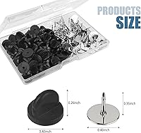 Vista 2 de 50 pares de alfileres y respaldos, tachuelas de amarre de bloqueo, parte trasera de pasador de goma, alfileres de corbata con parte trasera