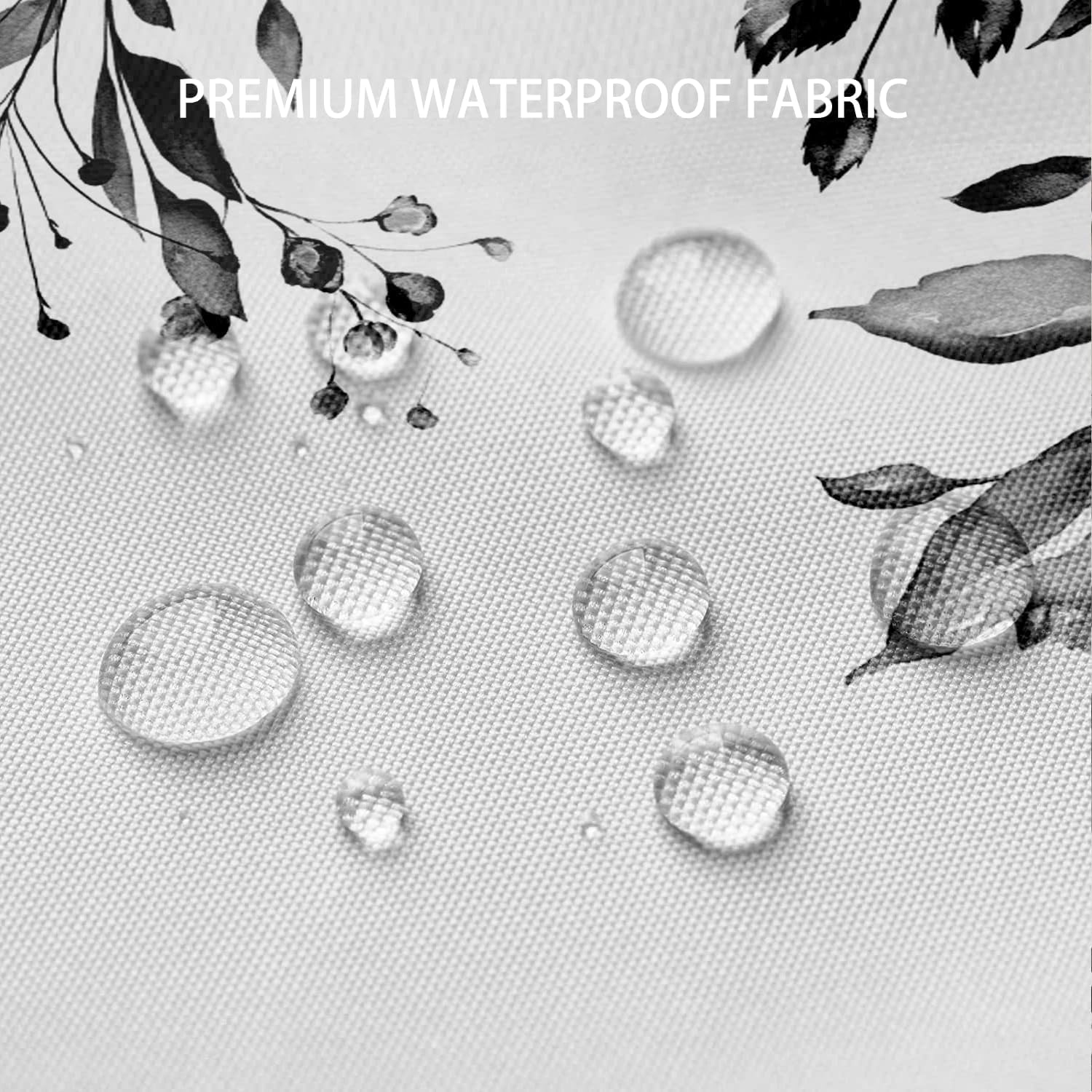 Extra Long Black White Eucalyptus Leaves Shower Curtains 72x84 Inch, Waterproof Fabric Watercolor Floral Stylish Bathroom Shower Curtain with Hooks