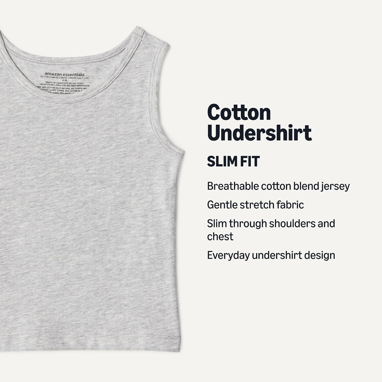 Amazon Essentials Boys' Cotton Jersey Tank Top Undershirt, Pack of 5