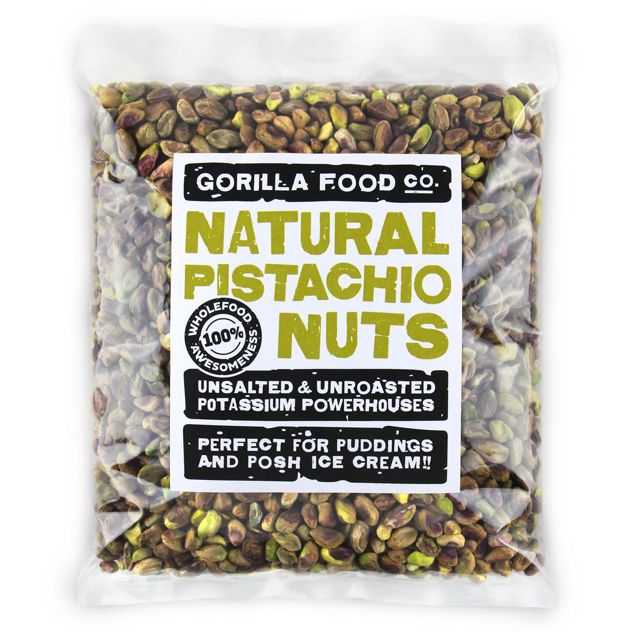 Gorilla Food Co. Pistachio Nuts (Kernels) - 800g | Whole | Raw | Unsalted | Shelled