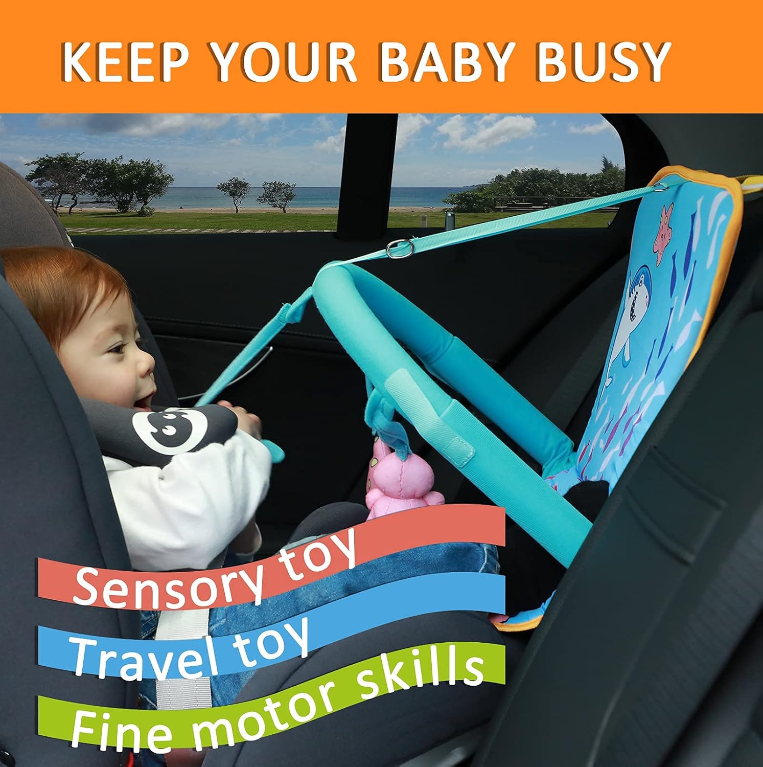 Car Seat Toys for Infants,Strap Adjustedable,Easy to Reach,Sensory Toy Perfect for 0-6-12 Months Babies Boy,Girl and Up Toddlers,Hanging Rear Carseat to Improve Baby Hands-on Ability and Keep Busy : Toys & Games