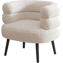 Barrel Chairs, Furry Accent Chairs, Sherpa Cozy Modern with Soft Padded Armrest, Makeup Vanity Chair, Lamb Wool Armchair, Fuzzy Club Chair for Living Room Bedroom Waiting Room Office