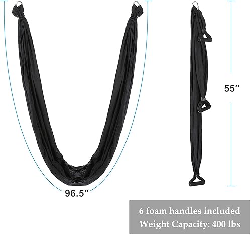 Miniatura 4 de ZELUS Aerial Yoga Swing Sling Strong Yoga Hammock Kit Set Trapeze Inversion Equipment Include 2 Extensions Straps and Ceiling Mounting Kit