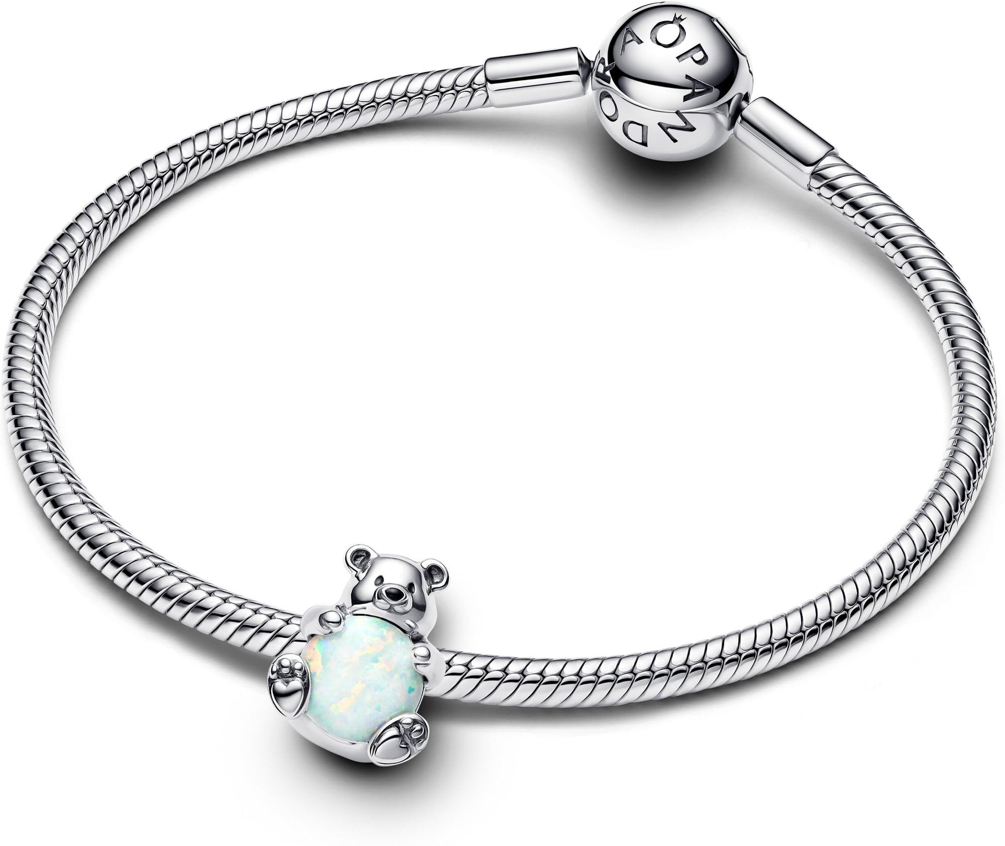 PANDORA Moments Eisbär Charm aus Sterling Silber mit synthetischer Opal, Kompatibel Moments Armbänder, 793589C01