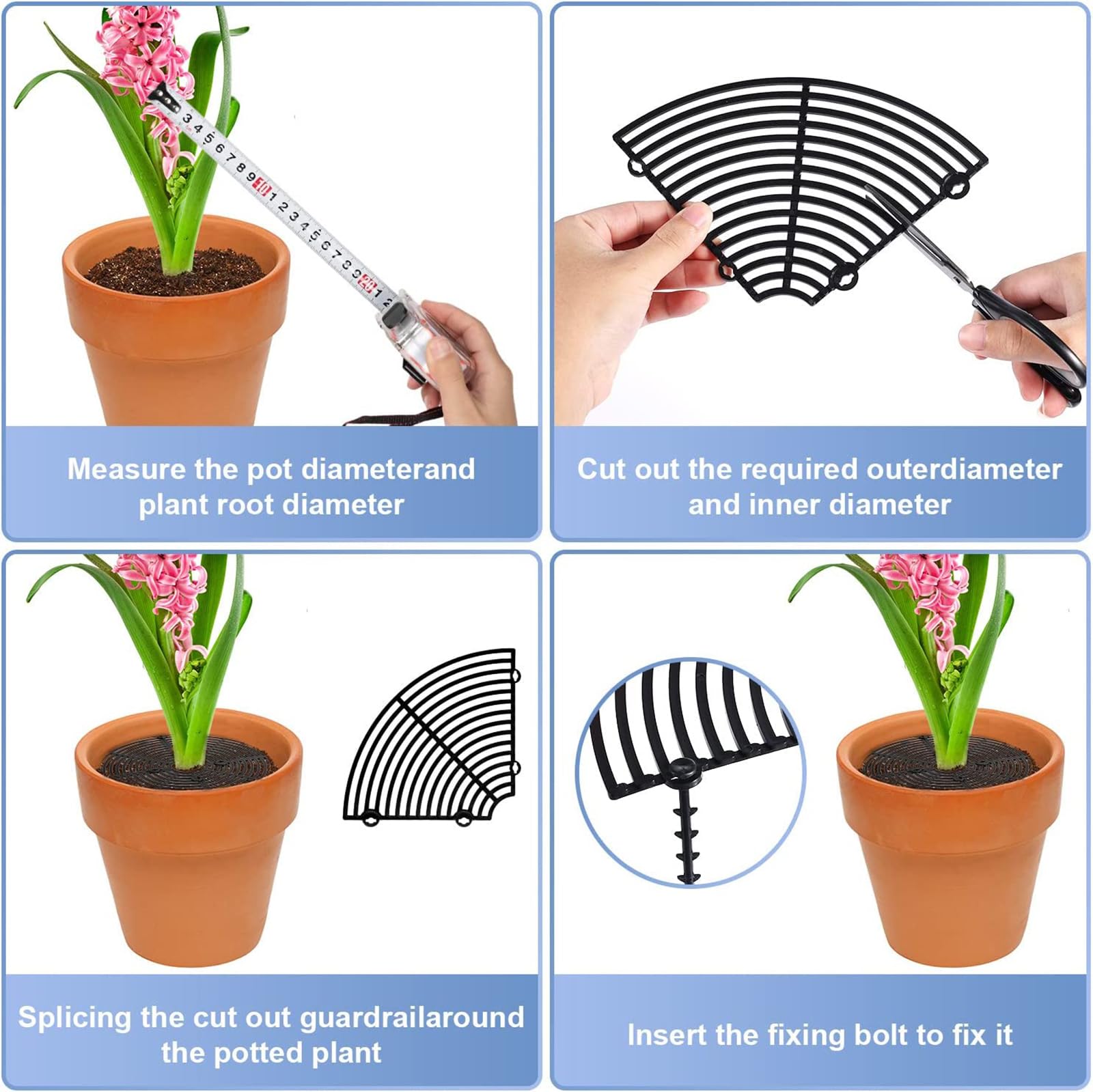 SUpoetry Pack of 3 Flower Pot Grids, Plant Protection Grid, Plant Flower Protection for Children Pets, Flower Pot Protector Cats, Christmas Tree Base, Flower Pot 30 cm Diameter (Black) - Image 3
