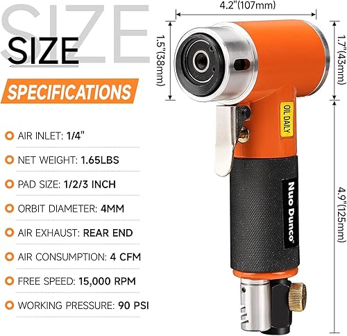 Miniatura 2 de Mini lijadora de aire orbital aleatoria de 123 pulgadas, lijadora neumática de grado industrial para trabajo de carrocería automática, con 60 discos