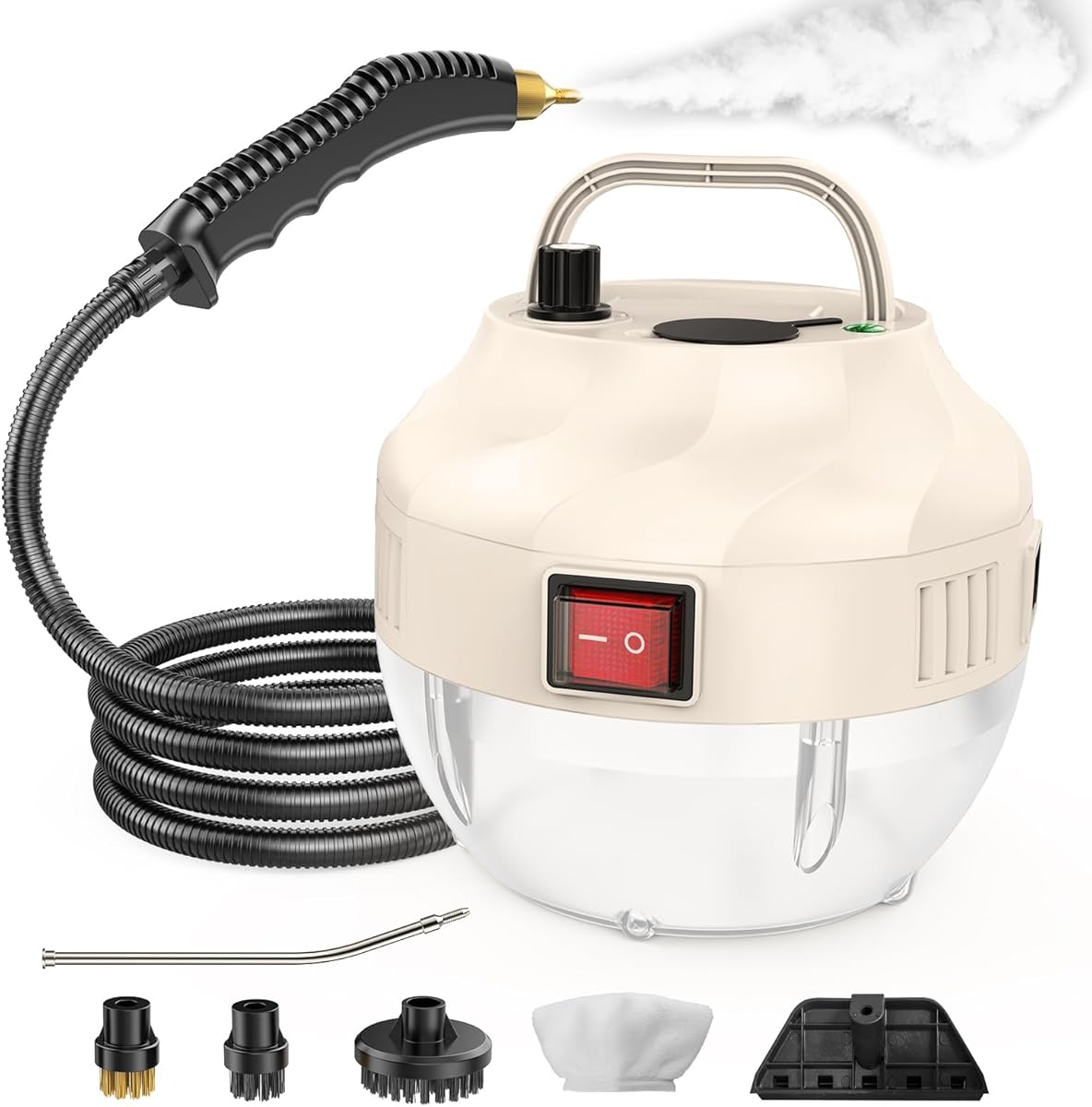 Dampfreiniger, Aufheizzeit 15 Sekunden, 1L Wassertank, 1500 W Leistung, 6 Geschwindigkeitsstufen einstellbar, tragbarer Dampfreiniger,Steam Cleaner für Boden, Küche, Fenstern,Badezimmern, Autos.