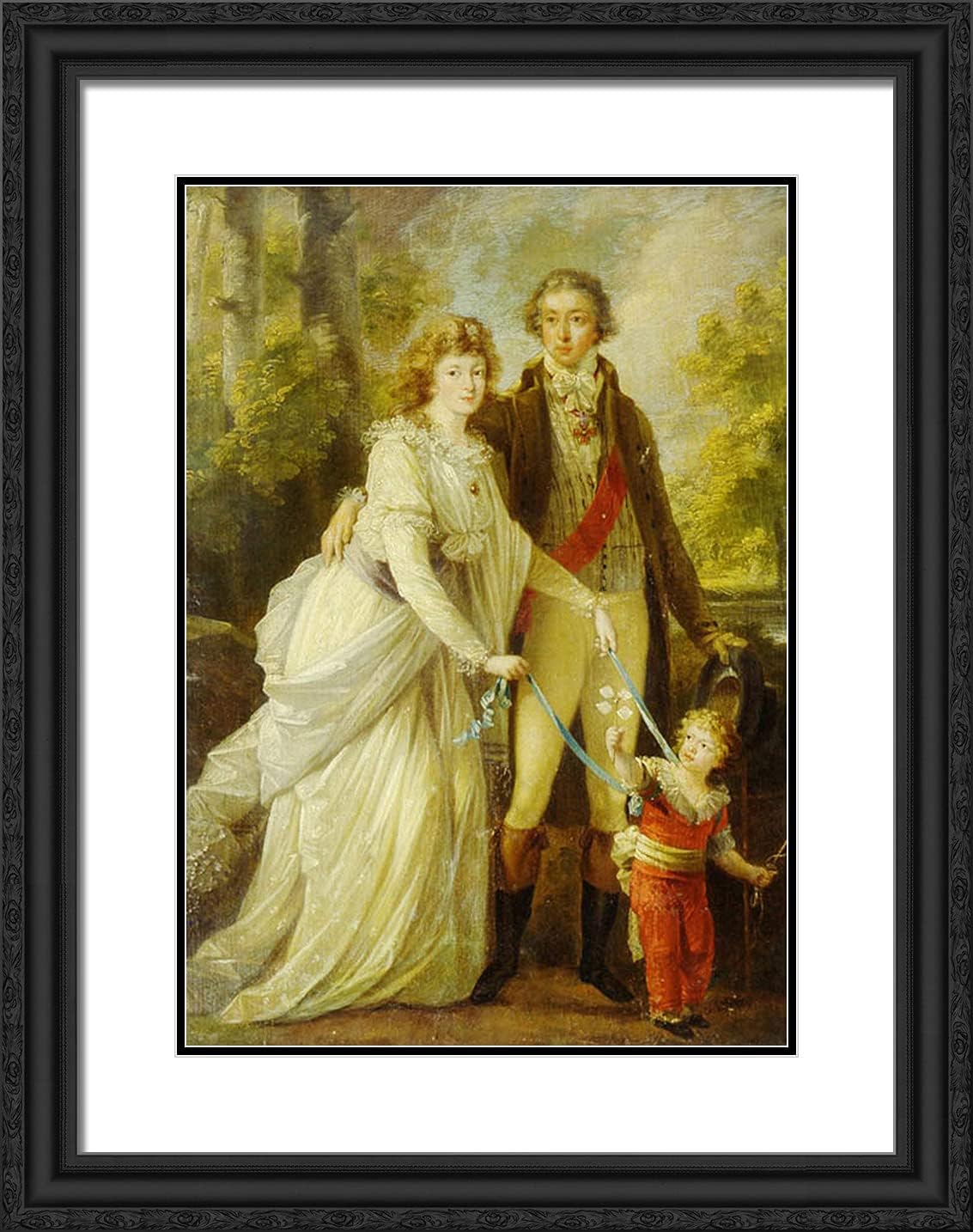 ArtDirect Kauffman, Angelica 19x24 Gold Ornate Framed Art Print with Double Matting Titled: Count Nikolai Tolstoy with His Wife Anna Ivanovna and Their Son Alexander