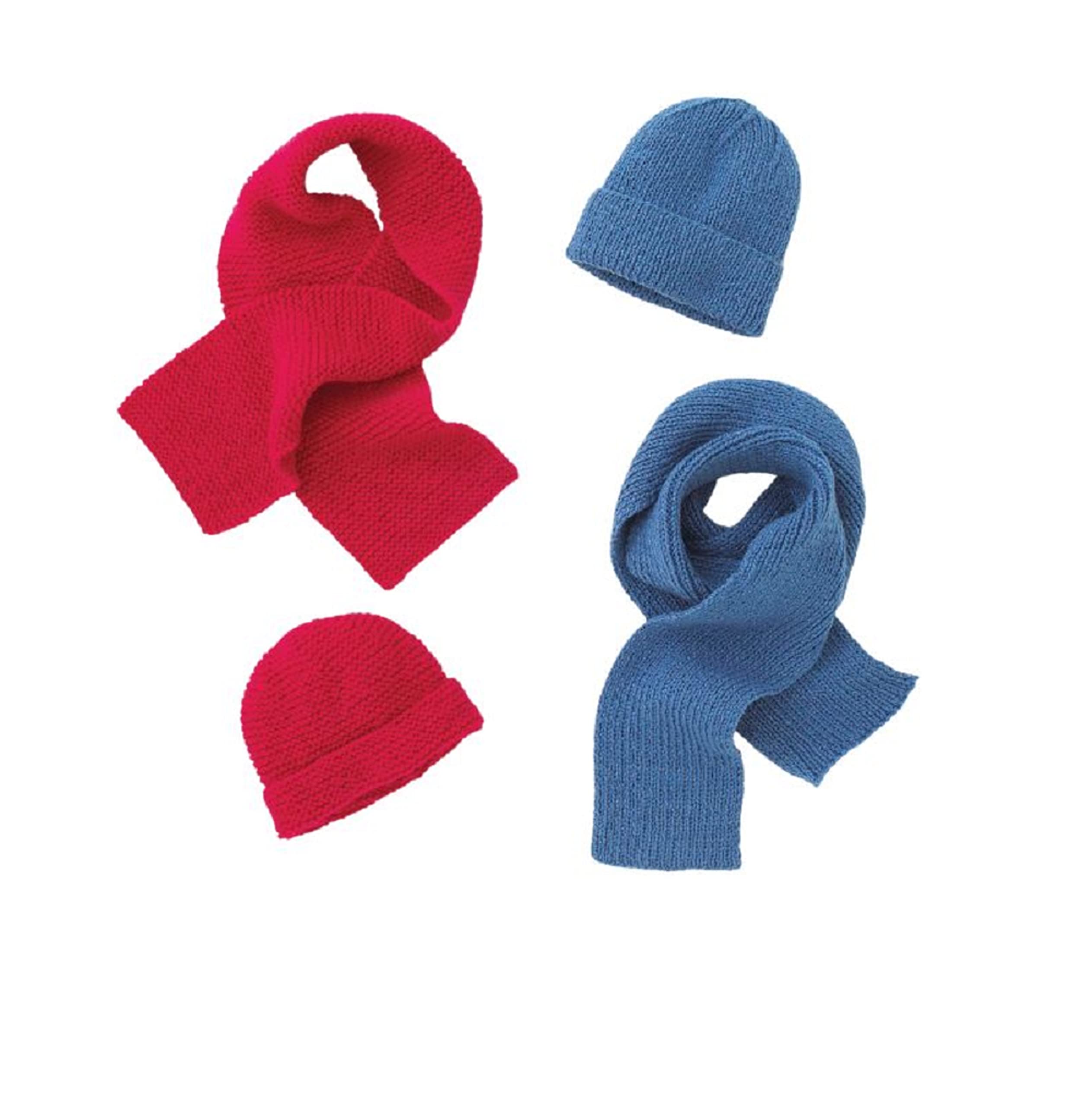 Aran Yarn Knitting Pattern UKHKA 141 for Easy Knit Kids Childrens Hats & Scarves