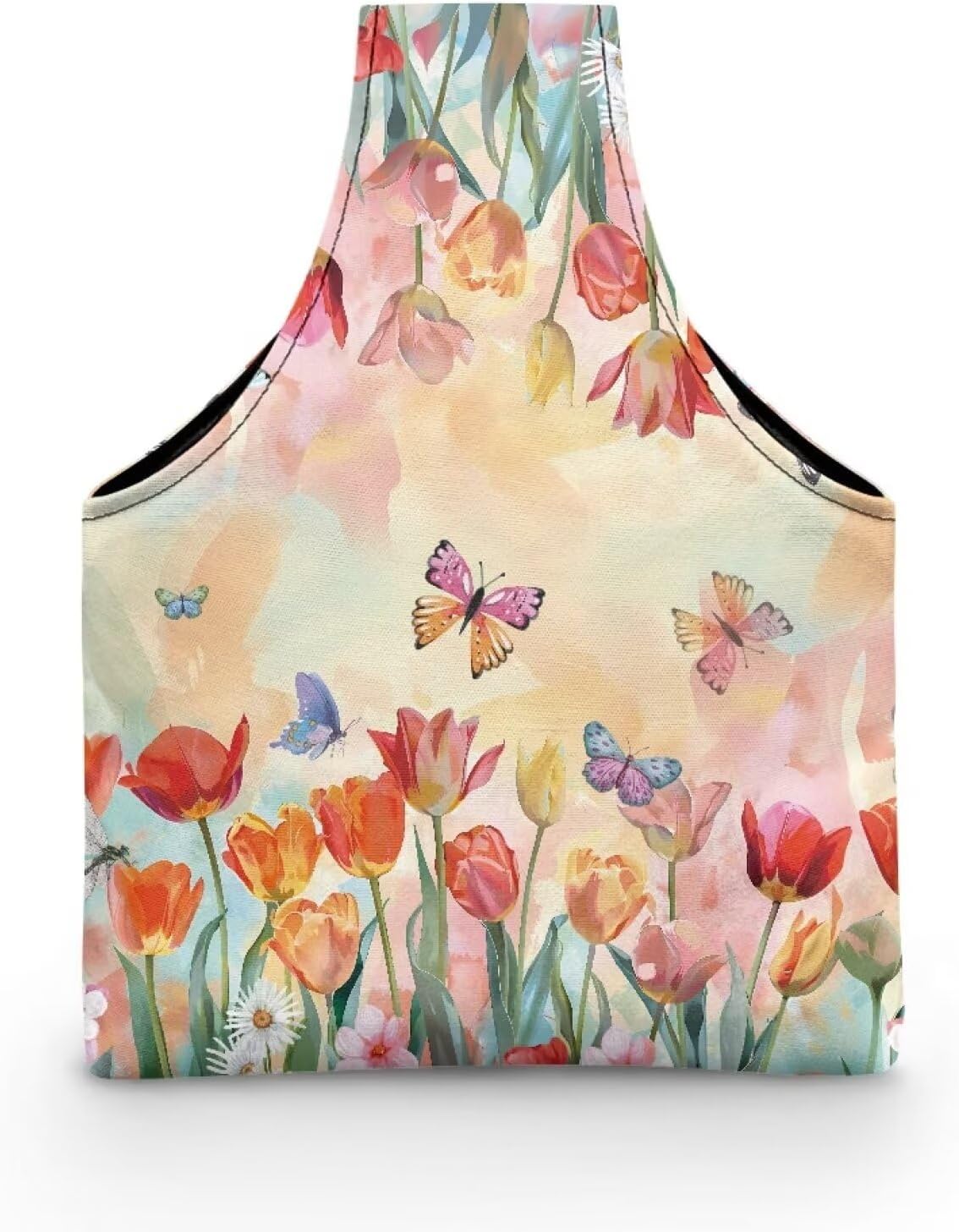 フローラル糸バッグオーガナイザー 小さな糸ストレージバッグ かぎ針編みオーガナイザーとストレージ編み物かぎ針編みトートバッグ ポータ