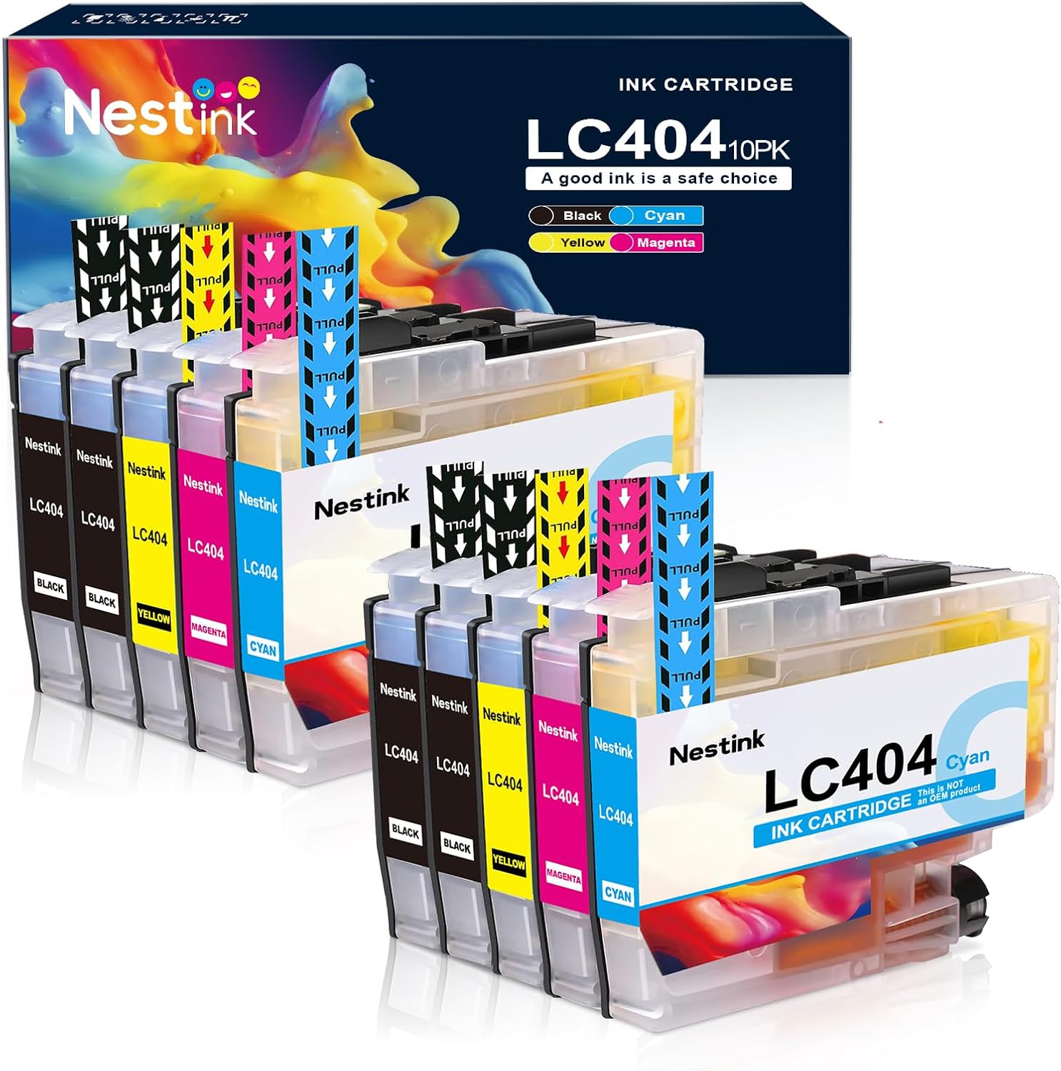LC404 10 Pack High Yield Compatible Ink Cartridges Replacement for Brother LC 404 LC-404 LC404BK to Use with MFC-J1205W MFC-J1215W (10Pack, 4Black 2Cyan 2Magenta 2Yellow)