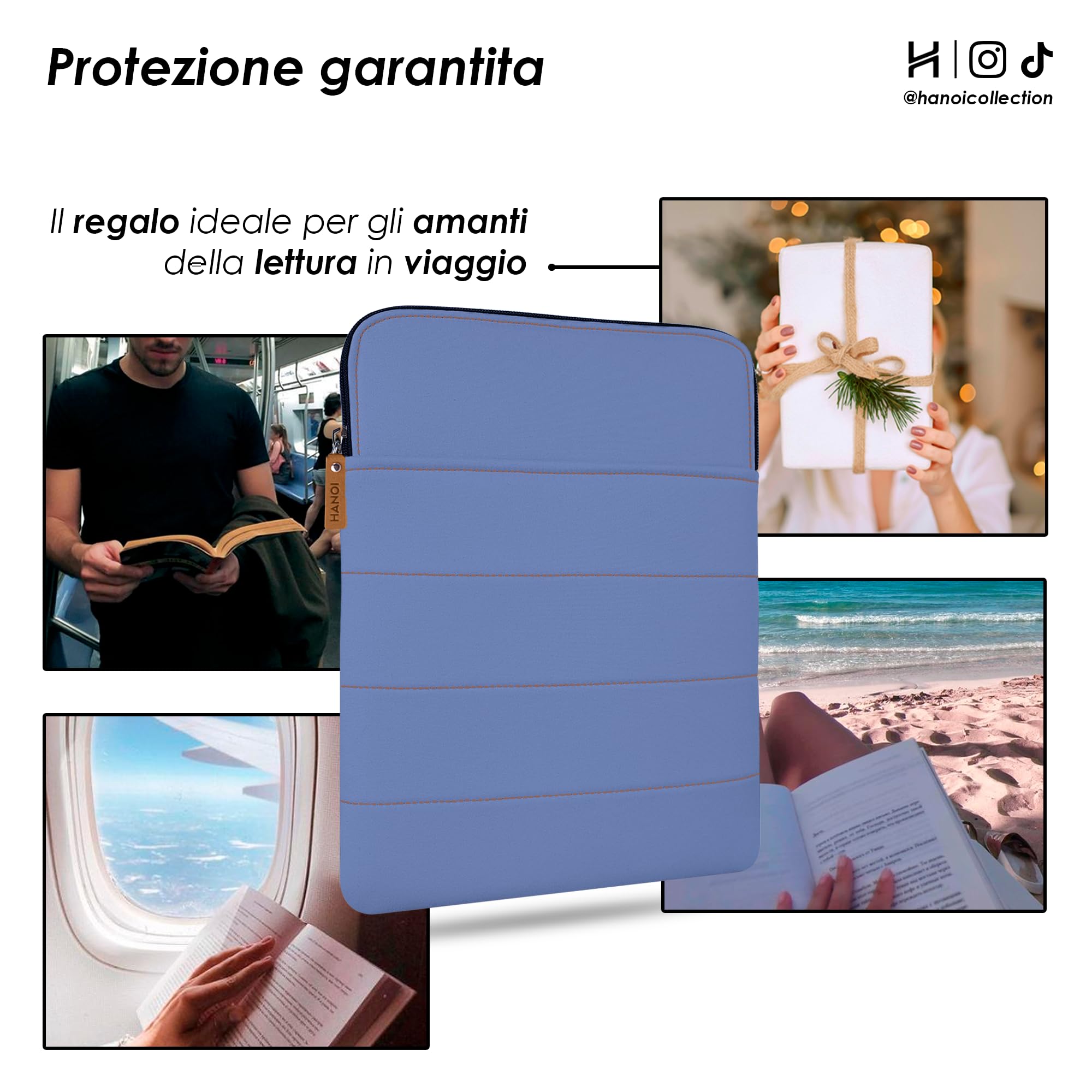 Detroit™ Custodia per libri di lettura con cerniera. Custodia per libro imbottita grande. Copertina Protettiva per libro per il trasporto e viaggio. Idea regalo per amanti dei libri