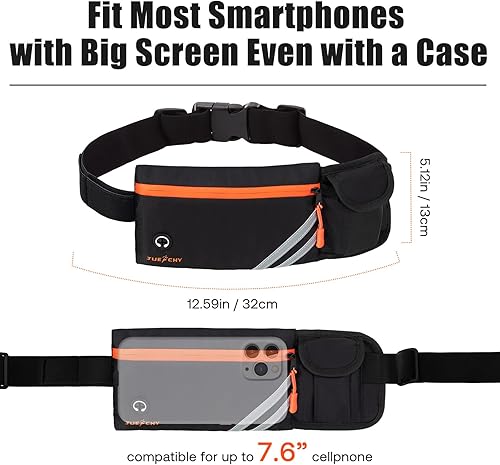 Miniatura 4 de Cinturón para correr con soporte para botella de agua bolsa desmontable para botellas, cinturón delgado para correr, gran capacidad, sin rebote para