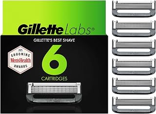 GilletteLabs Razor Blade Refills, 6 Count - Universal Fit for Exfoliating Bar & Heated Razor Handles, 5 Blades for Close Comfortable Shave