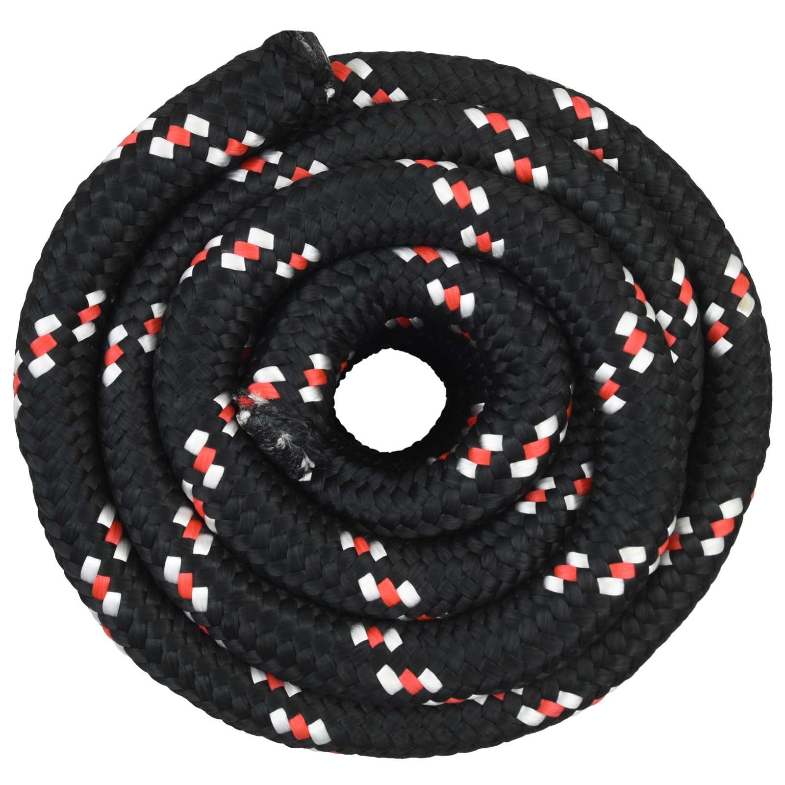 Bootsseil PP 10 m × 5 cm schwarz-rot, wasserfest, UV-beständig | Polypropylen-Material, schwimmfähig, wetterfest, für Boot, Camping & Ladungssicherung