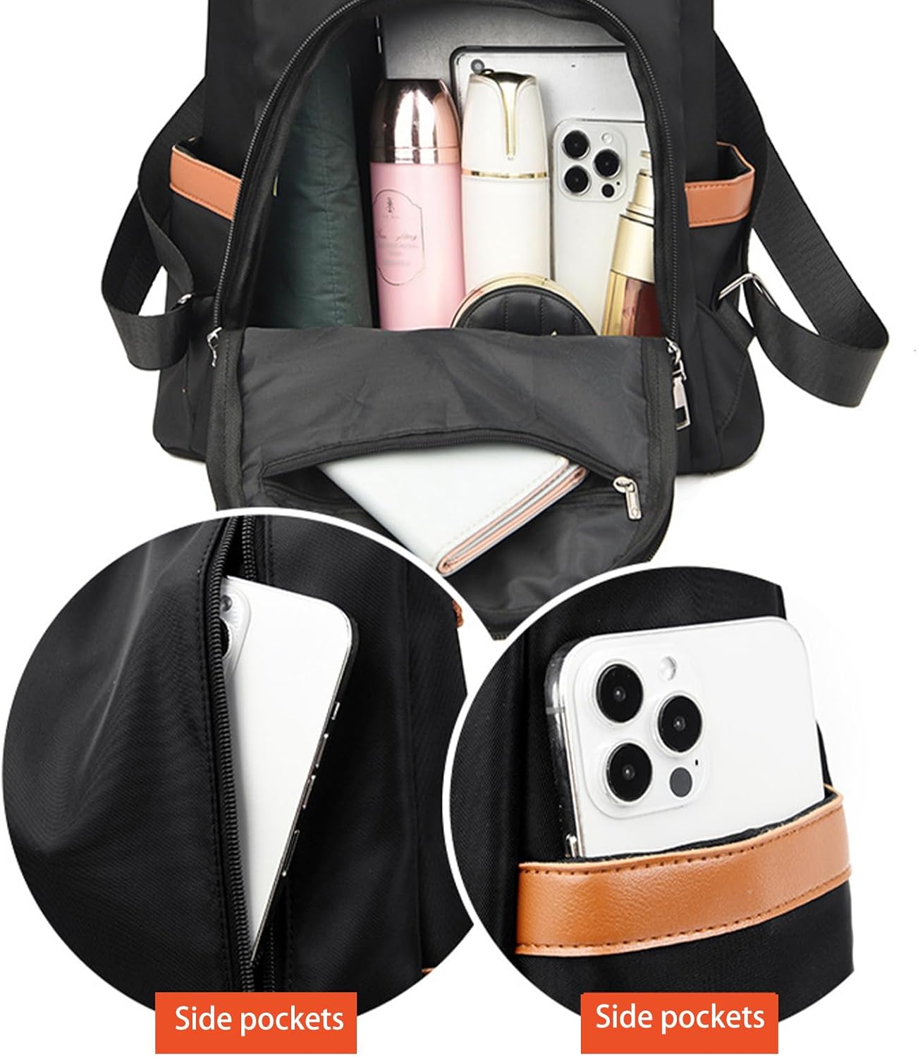 Backpack Purse for Women, Anti Theft Backpack Fashion Backpack Purse, Womens Backpack Purses Cute Backpack, Travel Backpacks Satchel Handbags Ladies Shoulder Bags Multi Purpose Design (Black) - Image 6