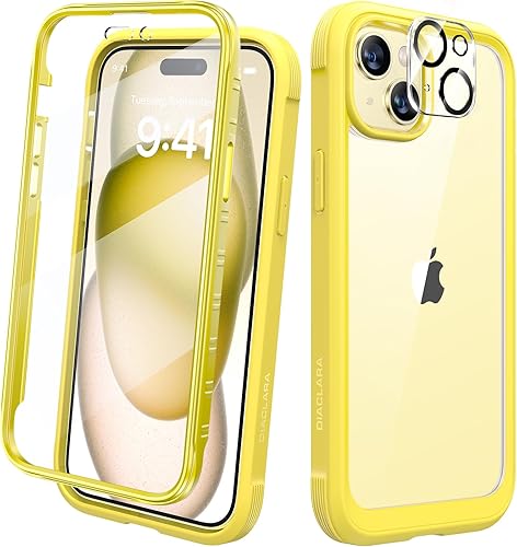Diaclara - Funda diseñada para iPhone 15 Plus de 6.7 pulgadas, transparente, cuerpo completo, con protector de pantalla, resistente de protección